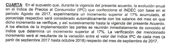 TRANSCRIPCIÓN CLÁUSULAS DE AJUSTE POR INFLACIÓN, DE AEROLÍNEAS ARGENTINAS Y  AUSTRAL ACUERDO PARITARIO 2017-2018. – 