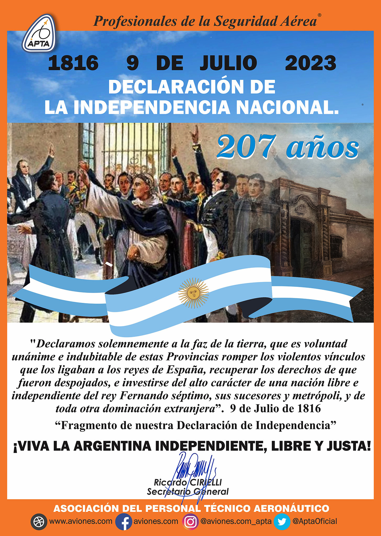 1816 – 9 de Julio – 2023: Declaración de la Independencia Nacional ...
