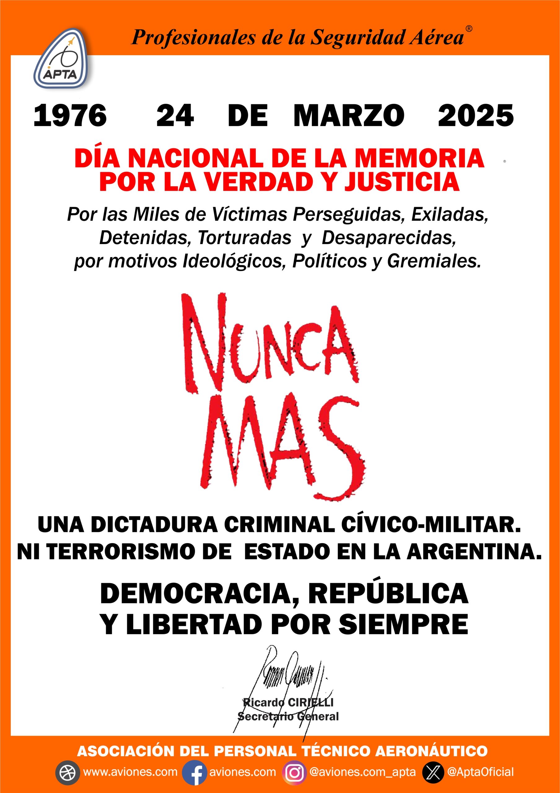 1976 – 24 de Marzo – 2025: Día Nacional de la Memoria por la Verdad y ...
